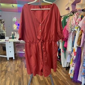 SHEIN Red V-Neck Dolman Sleeve Sundress